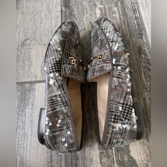 Sam Edelman  Loraine Sequin Plaid  Preppy Academia Loafers wi Gold Accent, Sz 9M - Picture 9 of 14